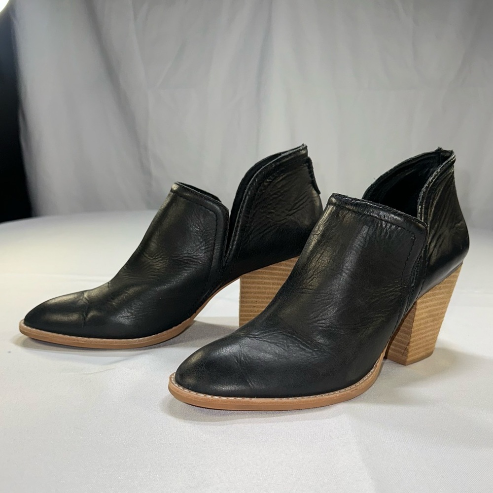 Jeffery Campbell De-Facto Split-Shaft Bootie Stacked Heel Size 10 Leather Boho
